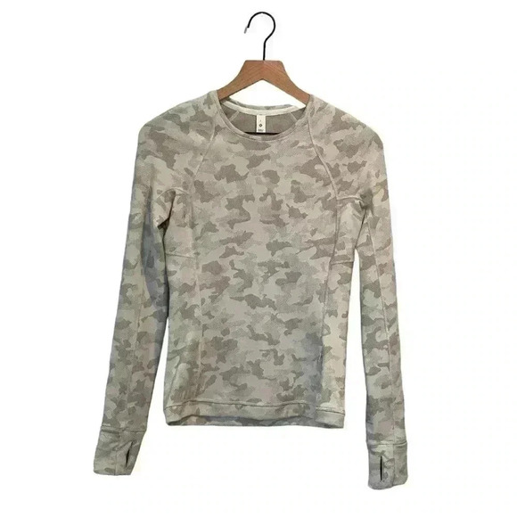 Lululemon Rula Run Long Sleeve Top | Heritage Camo Jacquard Grey | Size 6 - Picture 2 of 15